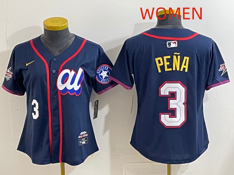 Women 2025 Houston Astros #3 Pena dark Blue All star Nike MLB Jersey style 014->youth mlb jersey->Youth Jersey